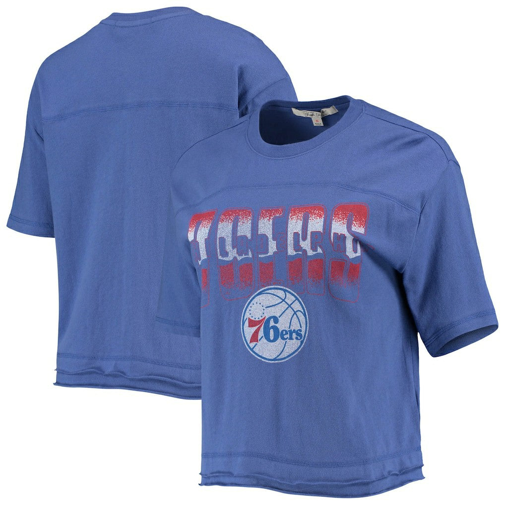 Philadelphia 76ers Junk Food Women's Gradient Crop Top Royal - NBA