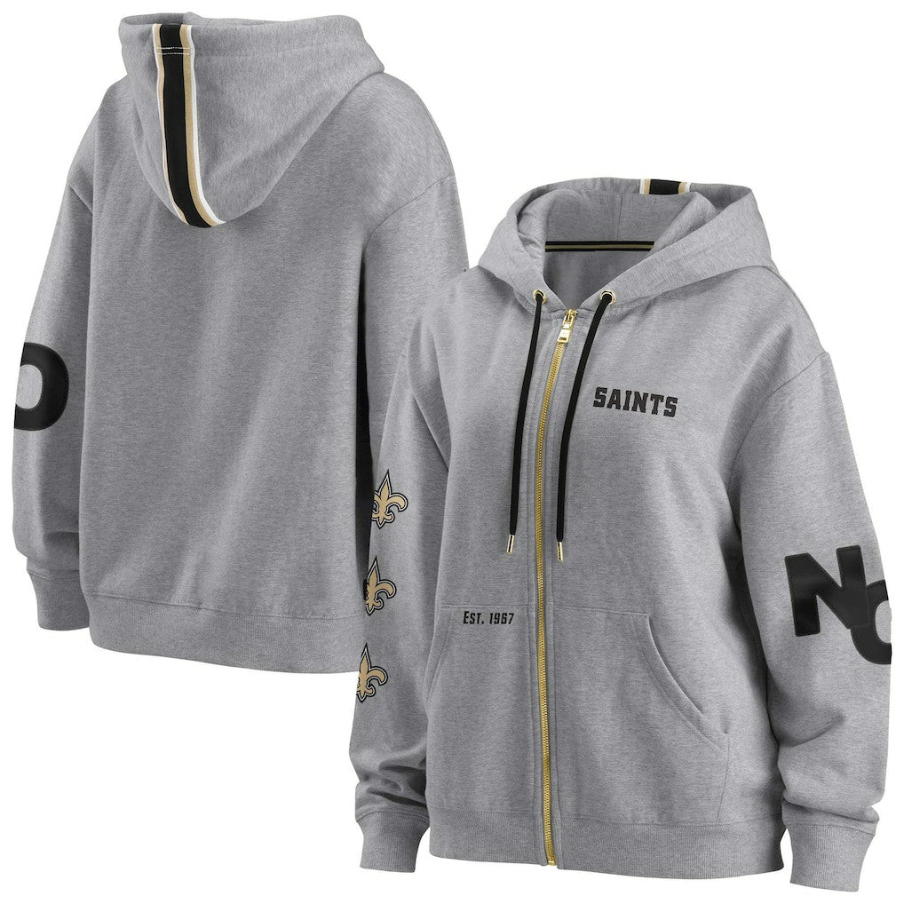 New Orleans Saints WEAR by Erin Andrews Women's Full-Zip Hoodie Gray | NFL