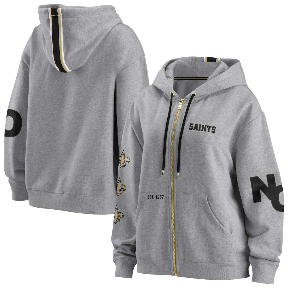 New Orleans Saints WEAR by Erin Andrews Women's Full-Zip Hoodie Gray | NFL