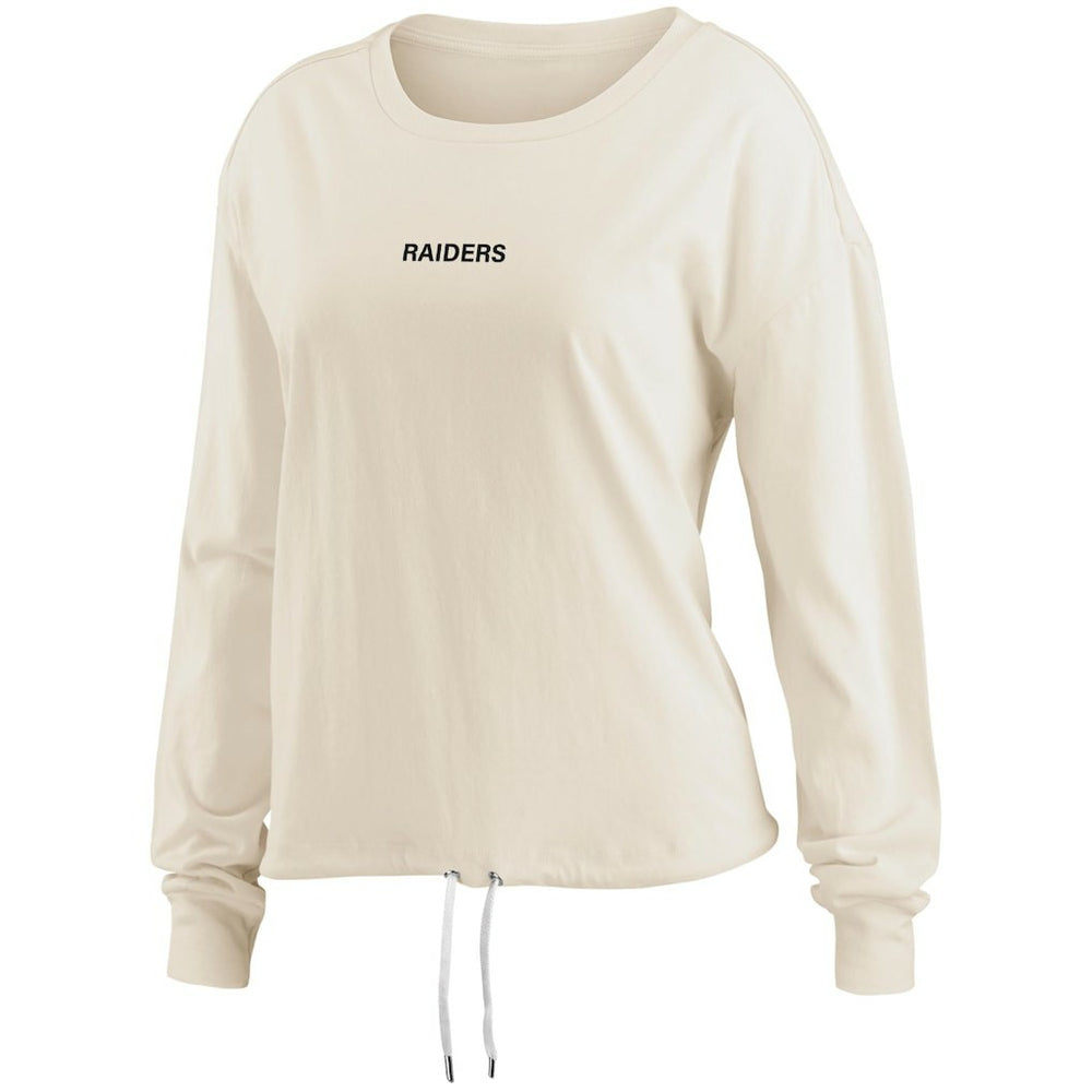 Las Vegas Raiders WEAR by Erin Andrews Women's Long Sleeve Crop Top Shirt Oatmeal | NFL