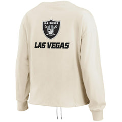 Las Vegas Raiders WEAR by Erin Andrews Women's Long Sleeve Crop Top Shirt Oatmeal | NFL