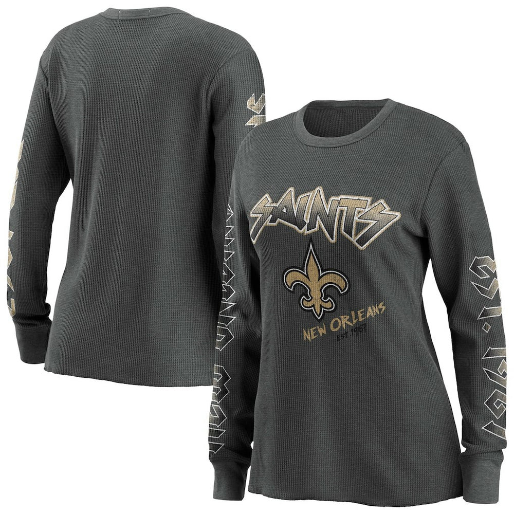 New Orleans Saints WEAR by Erin Andrews Women's Long Sleeve Thermal T-Shirt Gray | NFL