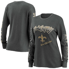 New Orleans Saints WEAR by Erin Andrews Women's Long Sleeve Thermal T-Shirt Gray | NFL