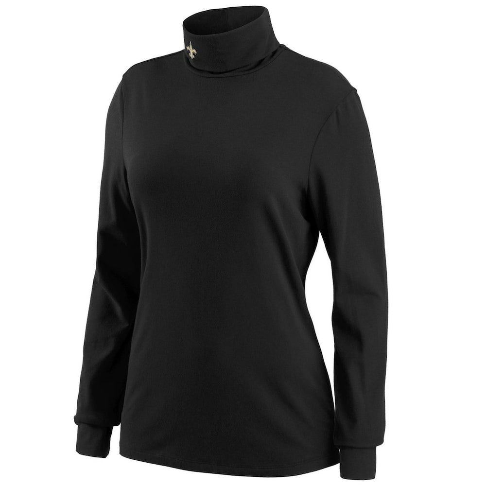 New Orleans Saints WEAR by Erin Andrews Women's Long Sleeve Tri-Blend Turtleneck T-Shirt Black | NFL