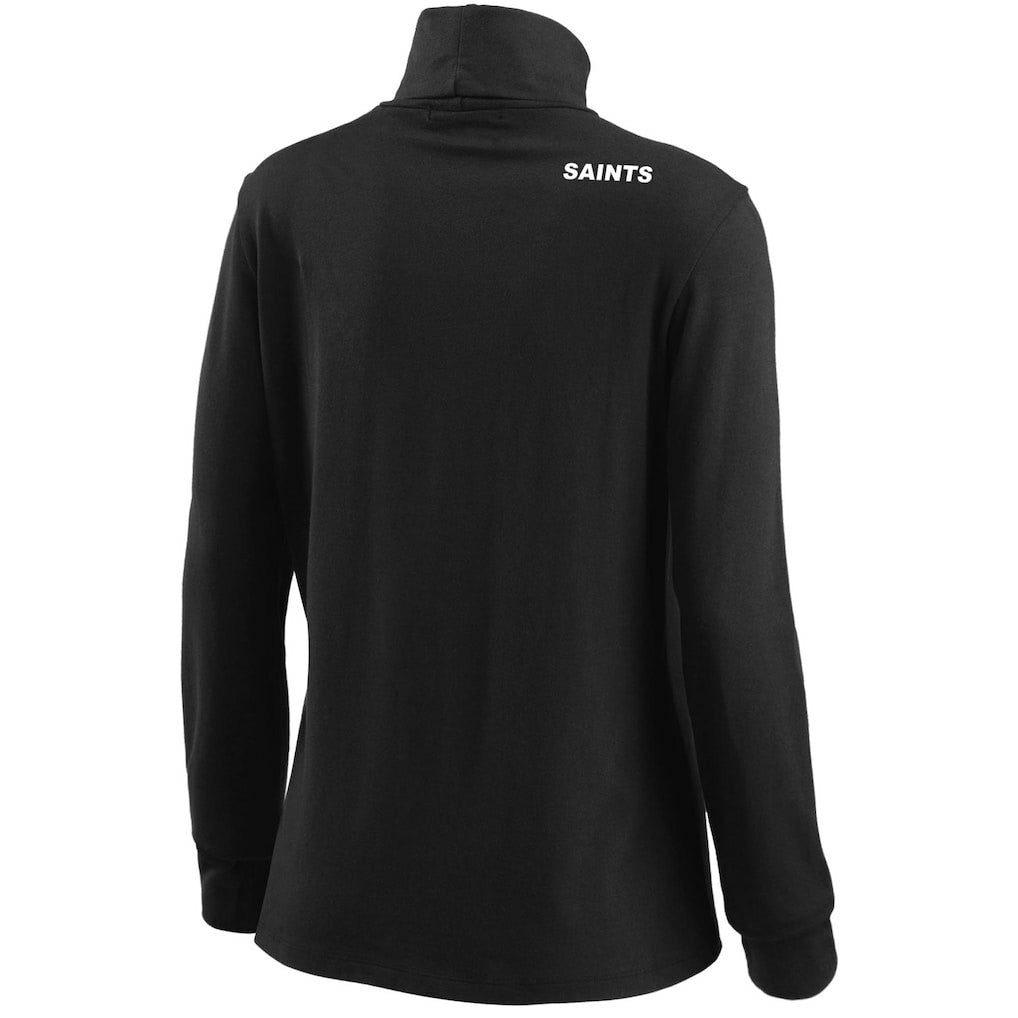 New Orleans Saints WEAR by Erin Andrews Women's Long Sleeve Tri-Blend Turtleneck T-Shirt Black | NFL