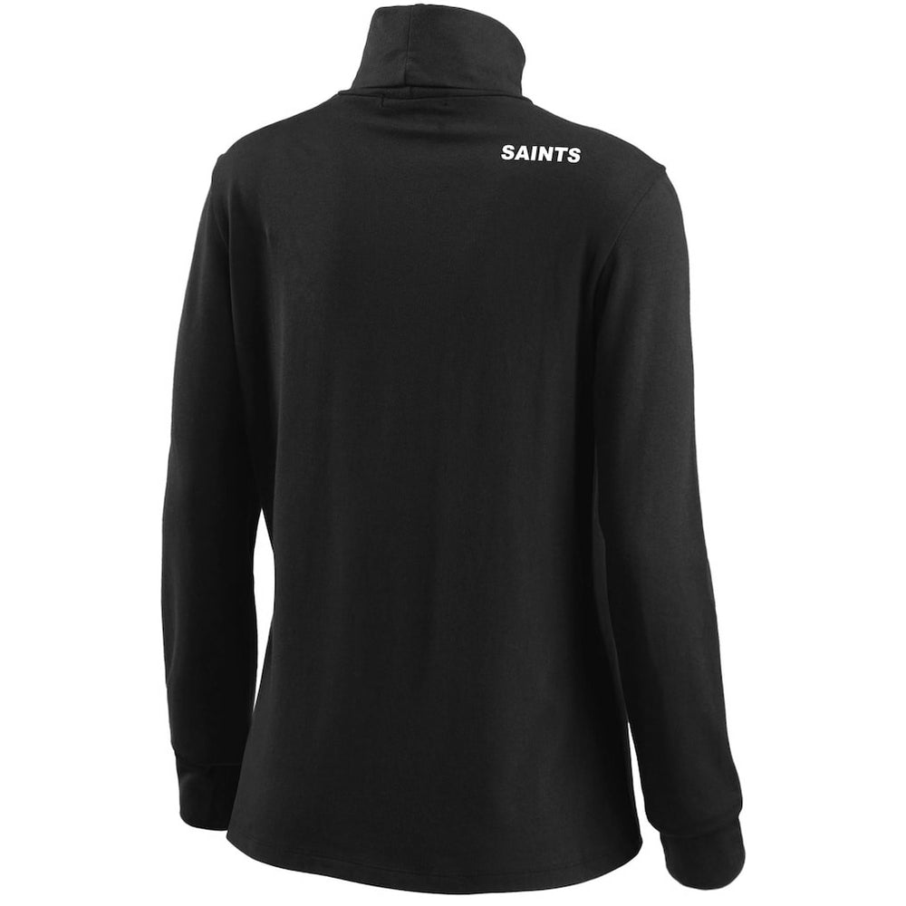 New Orleans Saints WEAR by Erin Andrews Women's Long Sleeve Tri-Blend Turtleneck T-Shirt Black | NFL