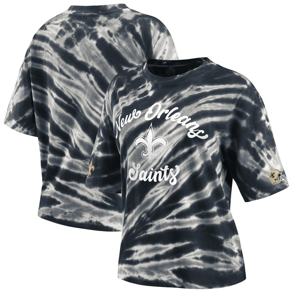 New Orleans Saints WEAR by Erin Andrews Women's Tie-Dye T-Shirt Black | NFL