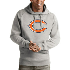 Chicago Bears Antigua Logo Victory Pullover Hoodie Heathered Gray | NFL