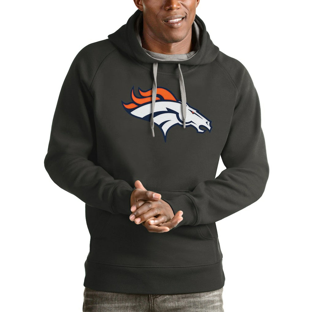 Denver Broncos Antigua Victory Pullover Hoodie Charcoal | NFL