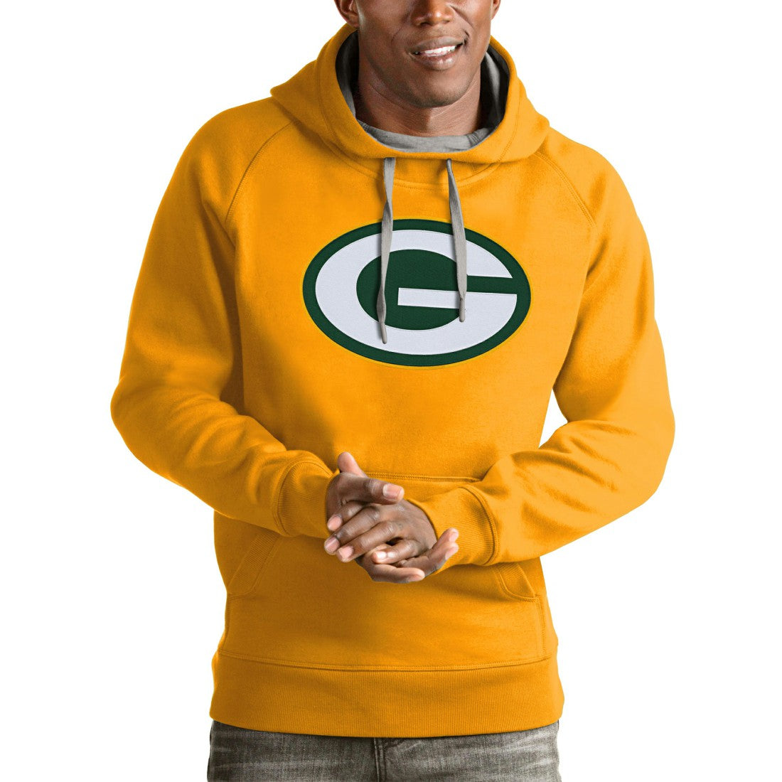 Green Bay Packers Antigua Victory Pullover Hoodie Gold | NFL