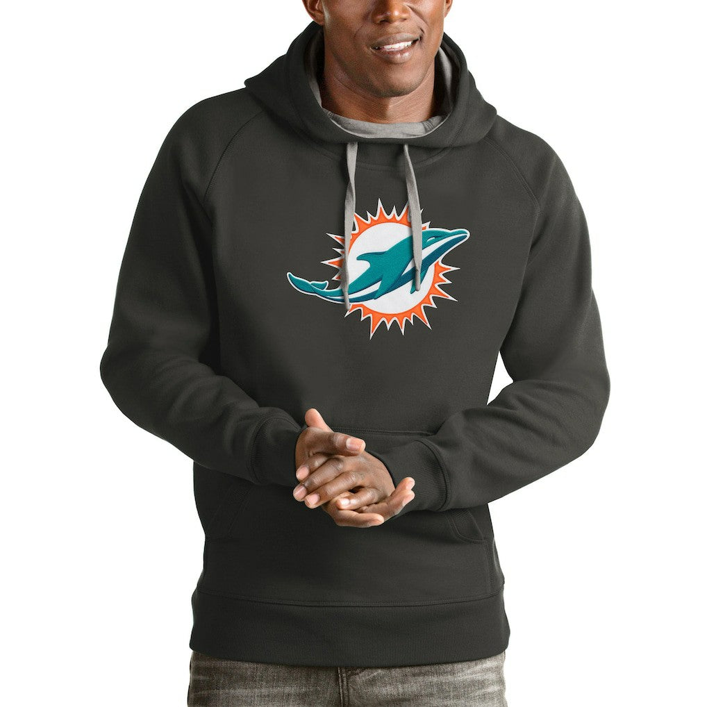 Miami Dolphins Antigua Victory Pullover Hoodie Charcoal | NFL