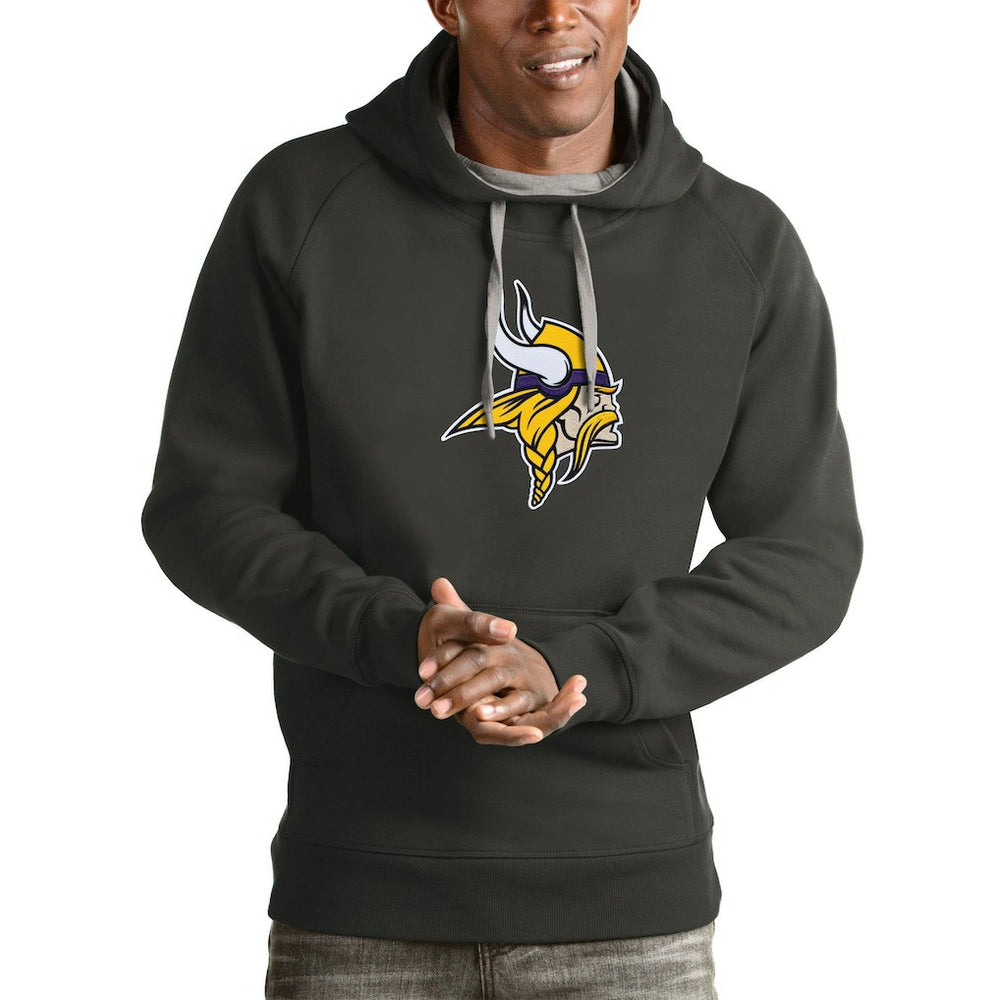 Minnesota Vikings Antigua Victory Pullover Hoodie Charcoal | NFL