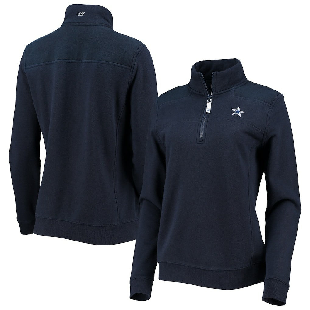 Dallas Cowboys Vineyard Vines Women's Shep Shirt Quarter-Zip Sweatshirt Navy | NFL