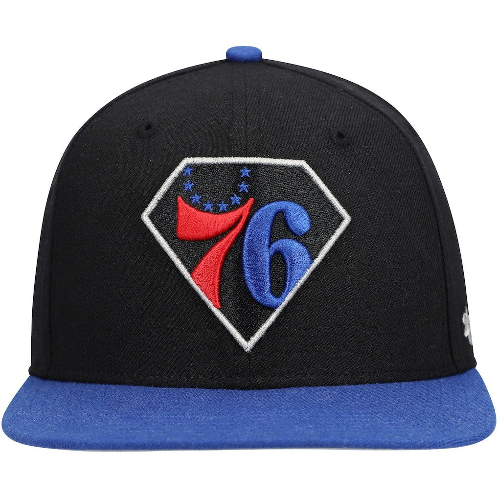 Philadelphia 76ers '47 75th Anniversary Carat Captain Snapback Hat Black/Royal - NBA