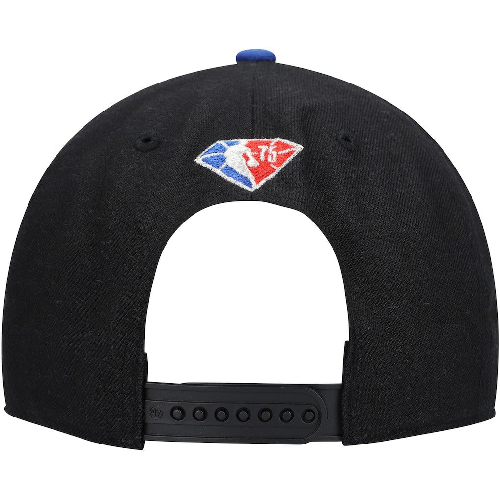 Philadelphia 76ers '47 75th Anniversary Carat Captain Snapback Hat Black/Royal - NBA