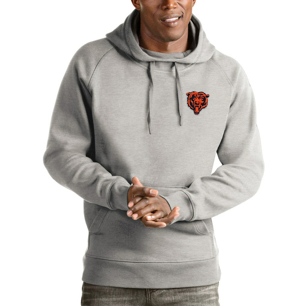 Chicago Bears Antigua Logo Victory Pullover Hoodie Heathered Gray | NFL