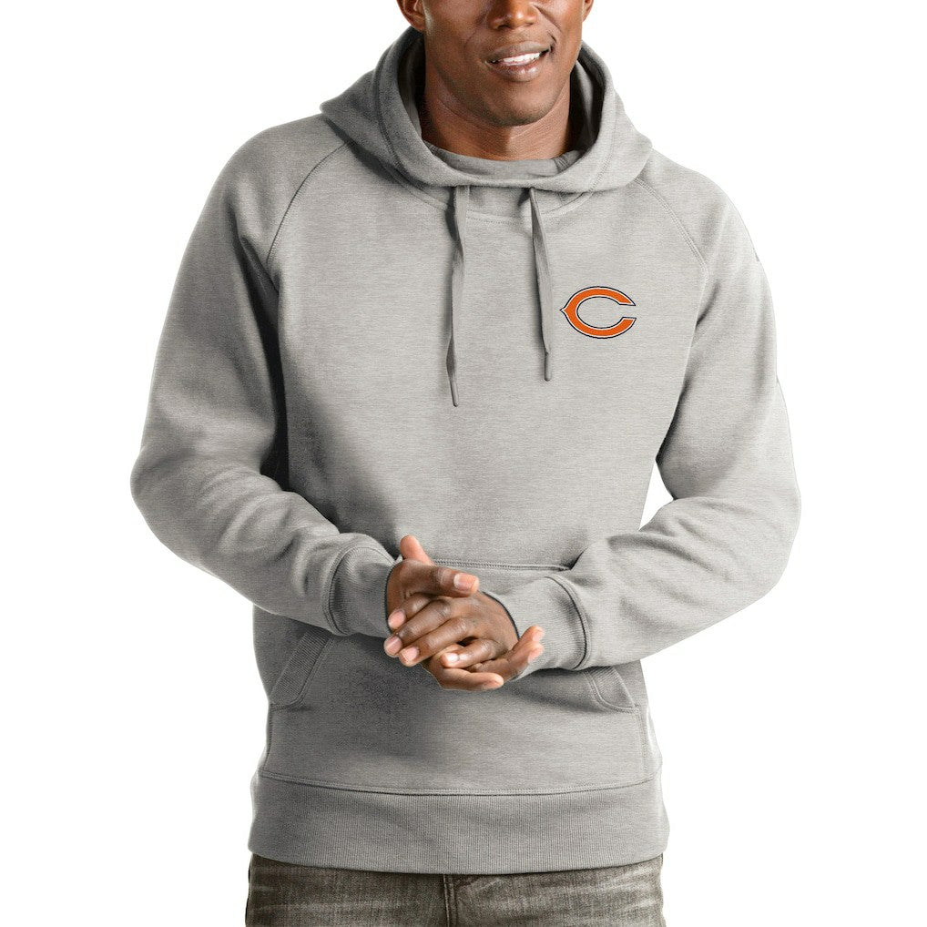 Chicago Bears Antigua Logo Victory Pullover Hoodie Heathered Gray | NFL