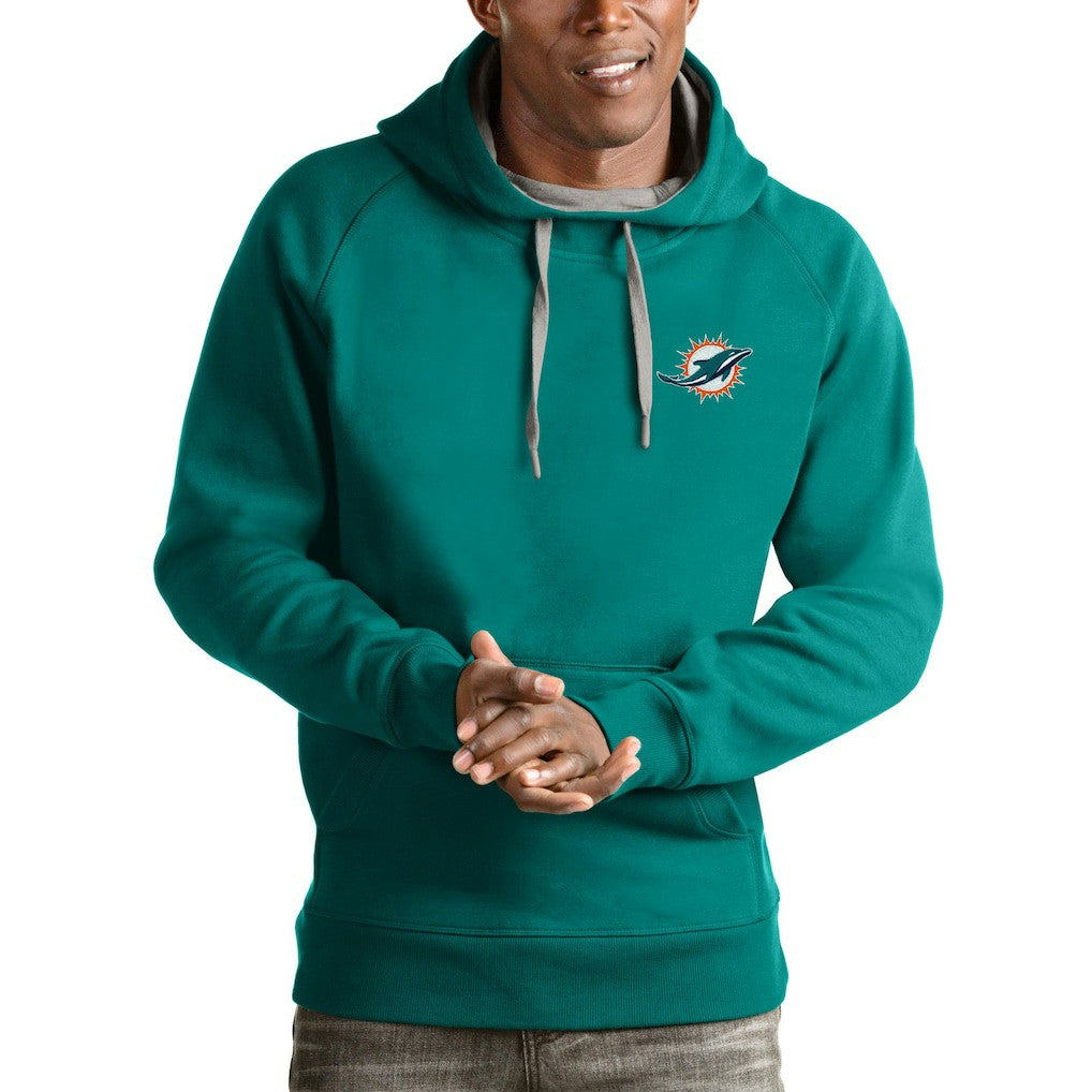 Miami Dolphins Antigua Logo Victory Pullover Hoodie Aqua | NFL