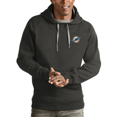Miami Dolphins Antigua Logo Victory Pullover Hoodie Charcoal | NFL