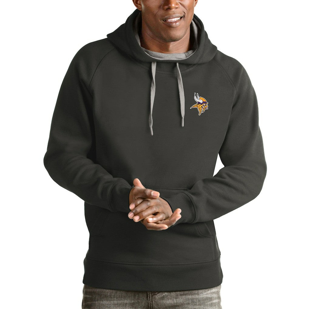 Minnesota Vikings Antigua Logo Victory Pullover Hoodie Charcoal | NFL
