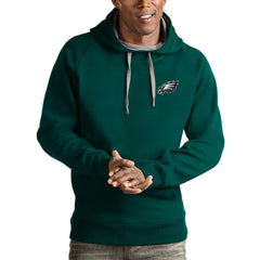 Philadelphia Eagles Antigua Logo Victory Pullover Hoodie Midnight Green | NFL