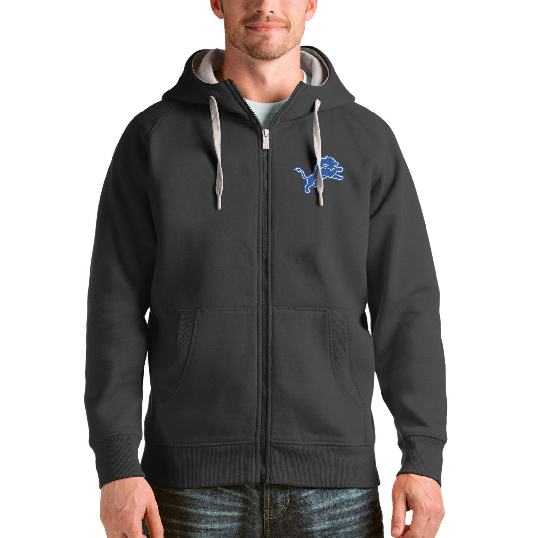 Detroit Lions Antigua Victory Full-Zip Hoodie Charcoal | NFL