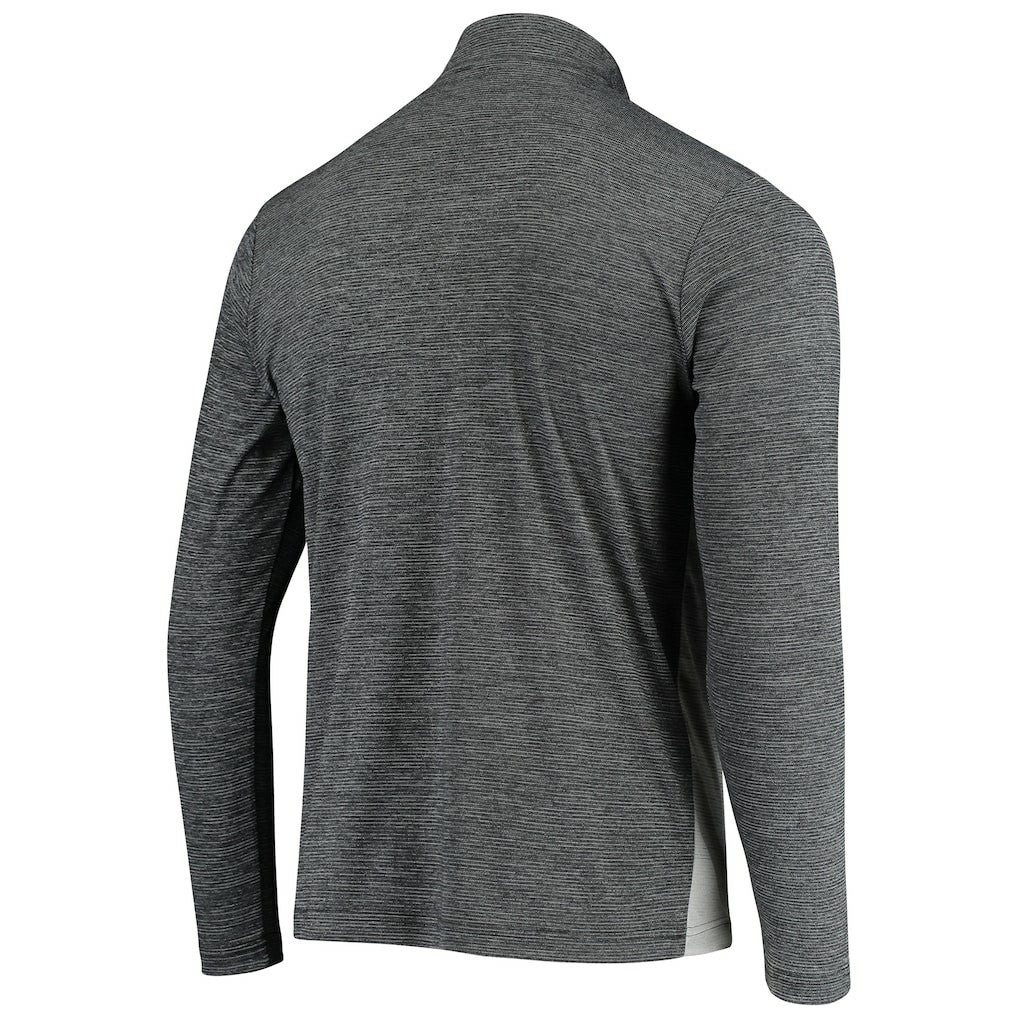 Las Vegas Raiders Antigua Throwback Cycle Quarter-Zip Jacket Black/Heathered Gray | NFL