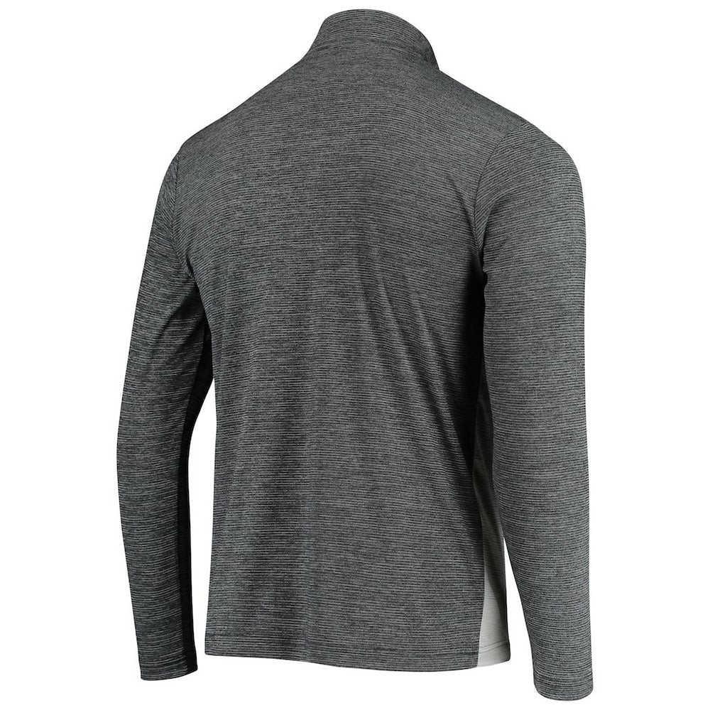 Las Vegas Raiders Antigua Throwback Cycle Quarter-Zip Jacket Black/Heathered Gray | NFL