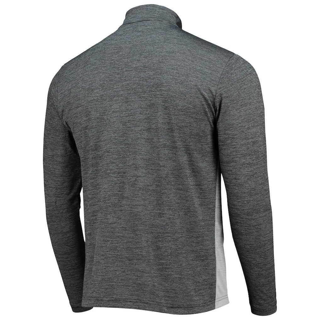 New Orleans Saints Antigua Throwback Cycle Quarter-Zip Jacket Black/Heathered Gray | NFL
