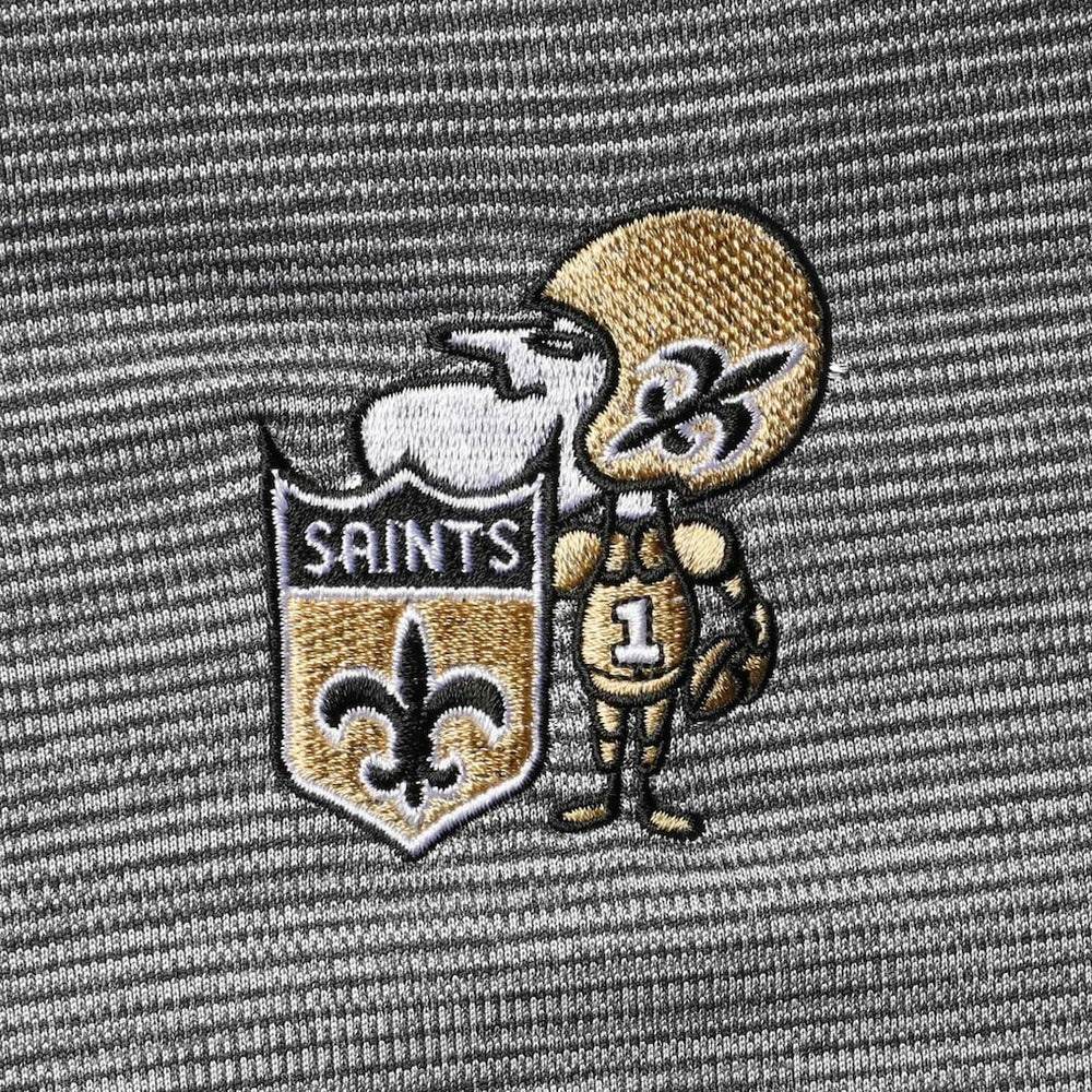 New Orleans Saints Antigua Throwback Cycle Quarter-Zip Jacket Black/Heathered Gray | NFL