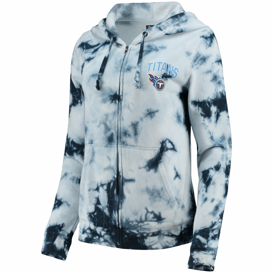 Tennessee Titans New Era Women's Tie-Dye Fleece Full-Zip Hoodie Navy | NFL