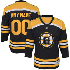 Boston Bruins Youth Home Replica Custom Jersey - Black - NHL