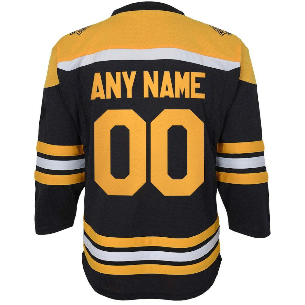 Boston Bruins Youth Home Replica Custom Jersey - Black - NHL