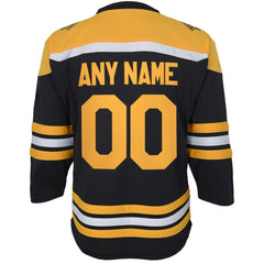 Boston Bruins Youth Home Replica Custom Jersey - Black - NHL