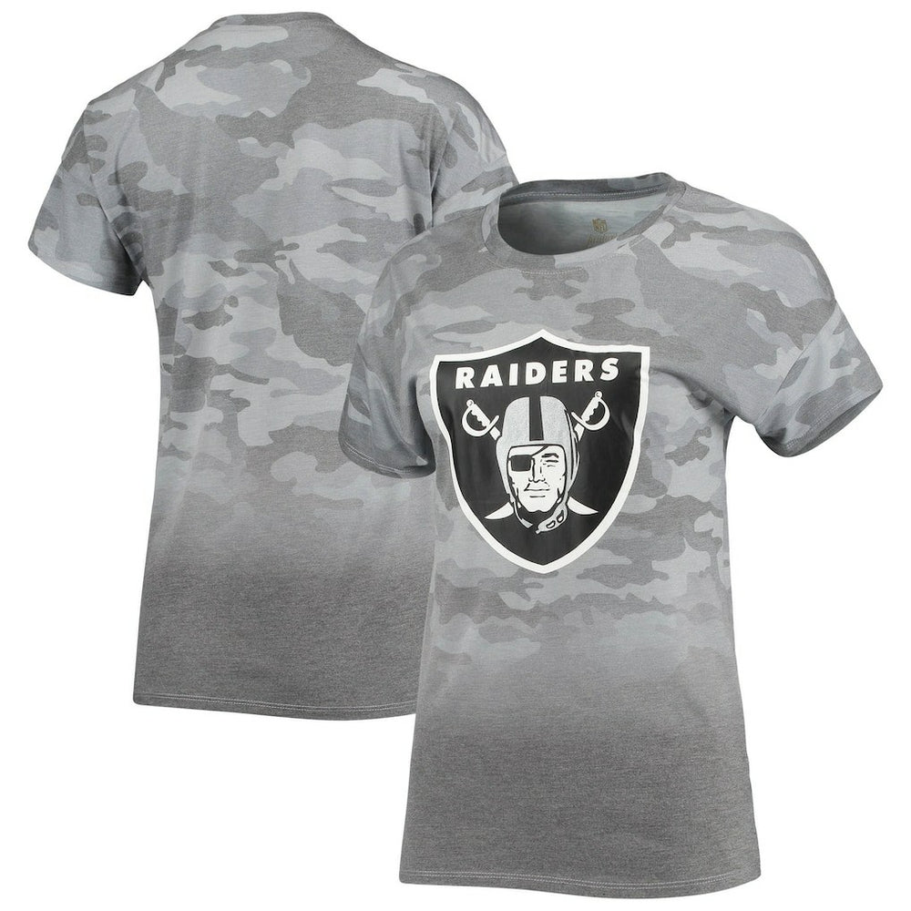 Las Vegas Raiders Juniors Beth Camo Dip-Dye T-Shirt Gray/Black | NFL