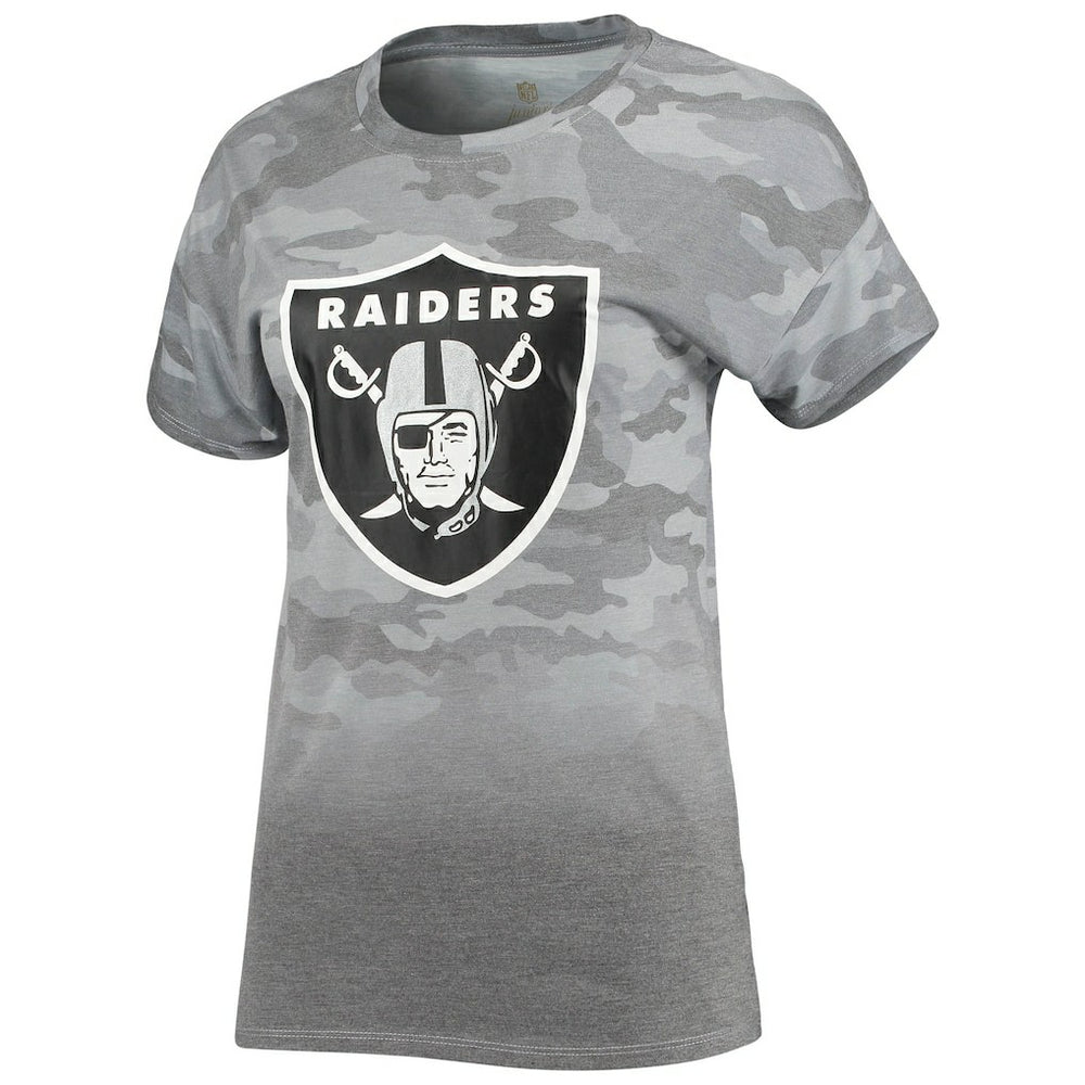 Las Vegas Raiders Juniors Beth Camo Dip-Dye T-Shirt Gray/Black | NFL