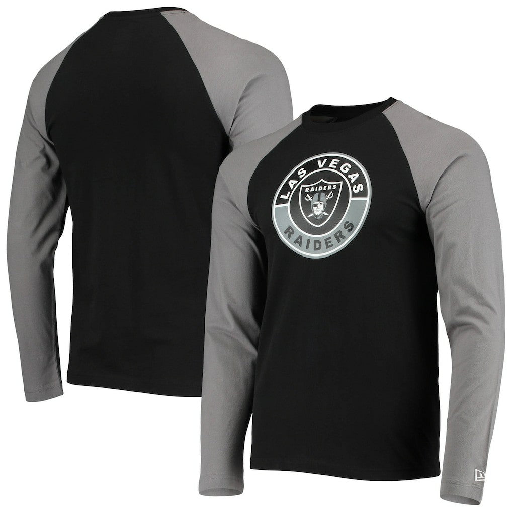 Las Vegas Raiders New Era League Raglan Long Sleeve T-Shirt Black/Gray | NFL