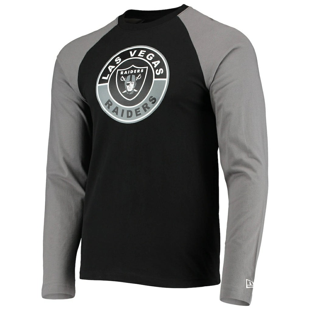 Las Vegas Raiders New Era League Raglan Long Sleeve T-Shirt Black/Gray | NFL