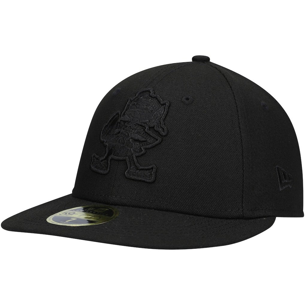 Cleveland Browns New Era Historic Logo Black on Black Low Profile 59FIFTY II Fitted Hat Black | NFL