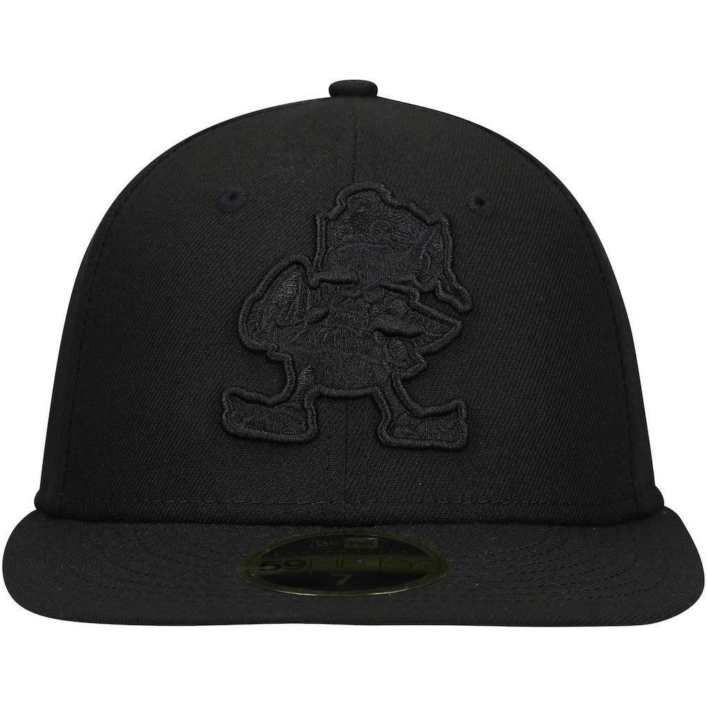 Cleveland Browns New Era Historic Logo Black on Black Low Profile 59FIFTY II Fitted Hat Black | NFL