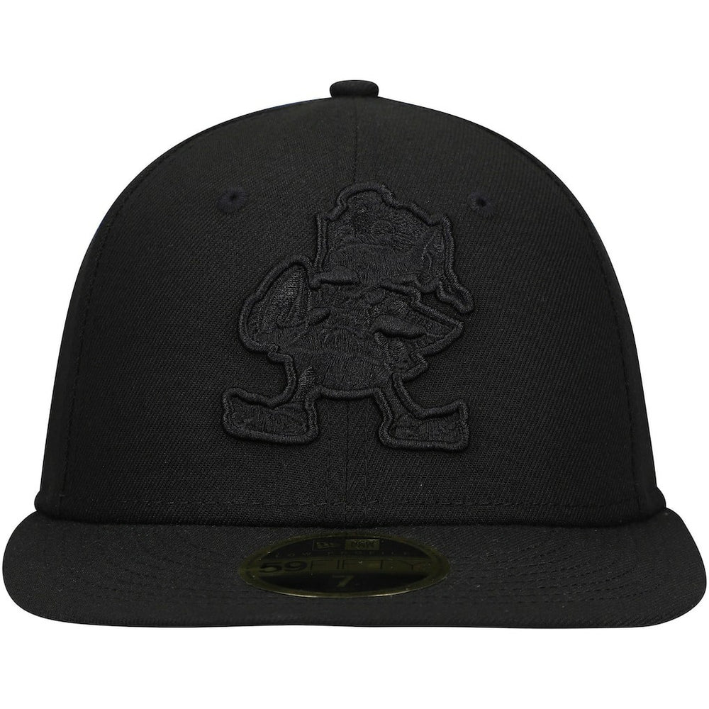 Cleveland Browns New Era Historic Logo Black on Black Low Profile 59FIFTY II Fitted Hat Black | NFL