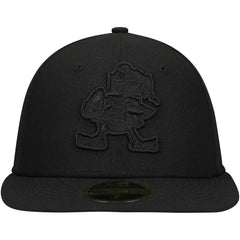 Cleveland Browns New Era Historic Logo Black on Black Low Profile 59FIFTY II Fitted Hat Black | NFL