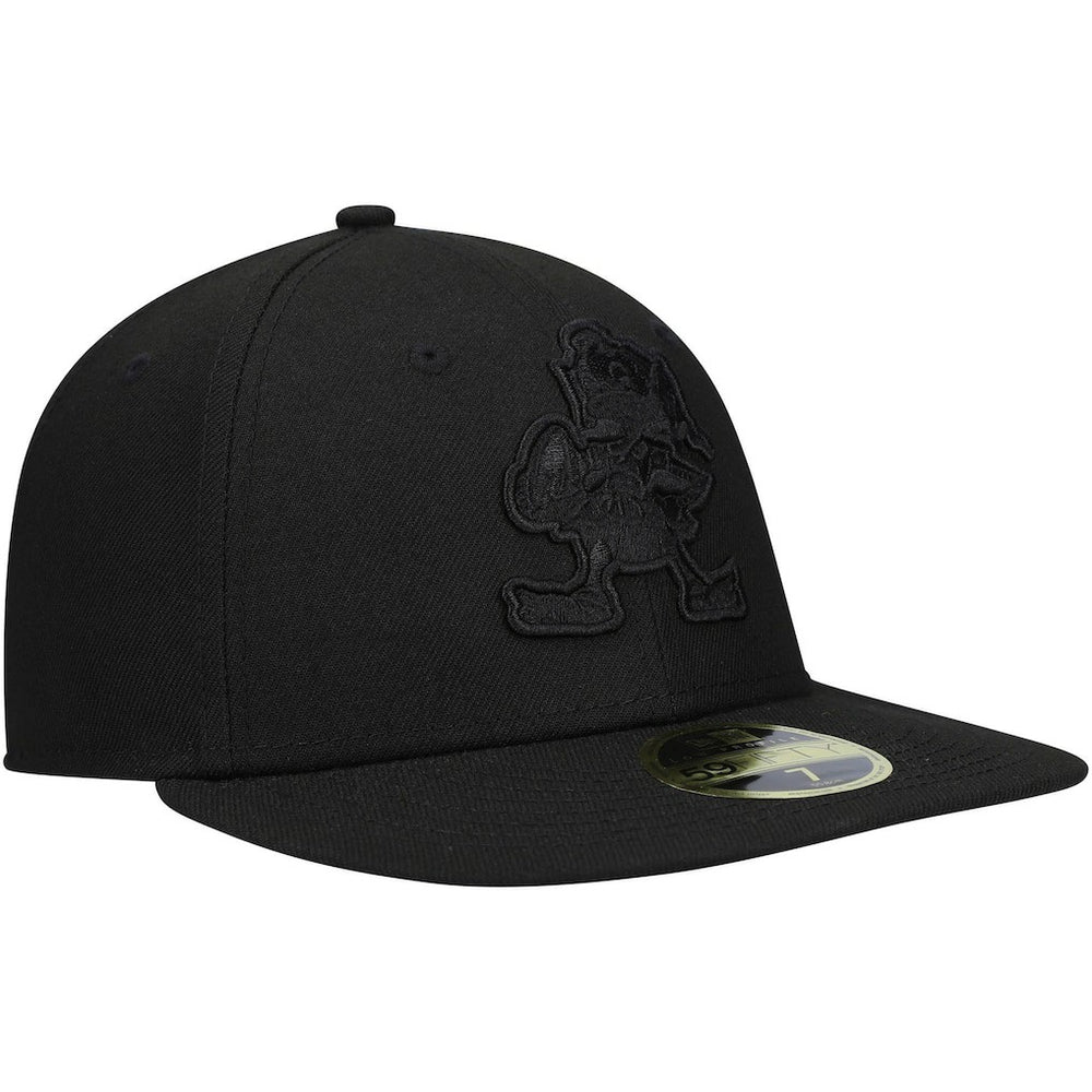 Cleveland Browns New Era Historic Logo Black on Black Low Profile 59FIFTY II Fitted Hat Black | NFL