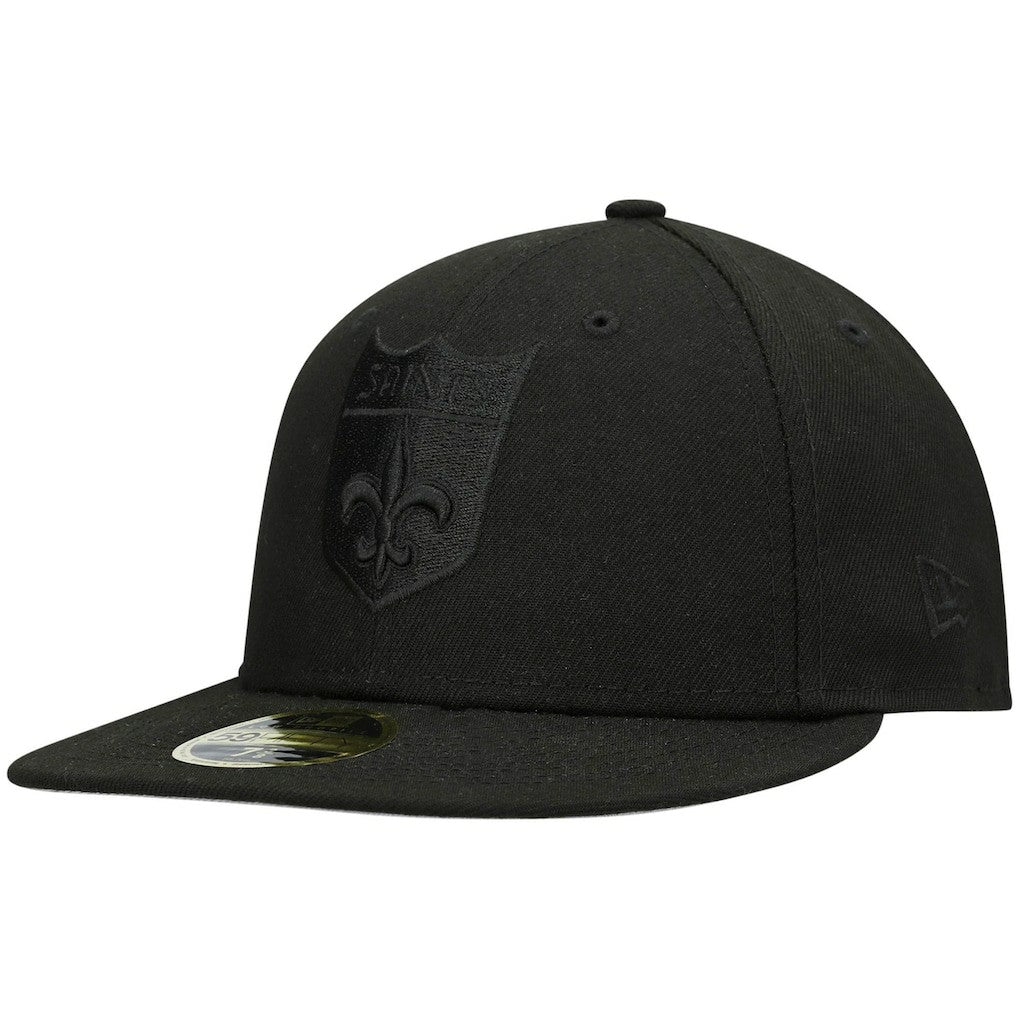 New Orleans Saints New Era Historic Logo Black on Black Low Profile 59FIFTY II Fitted Hat Black | NFL