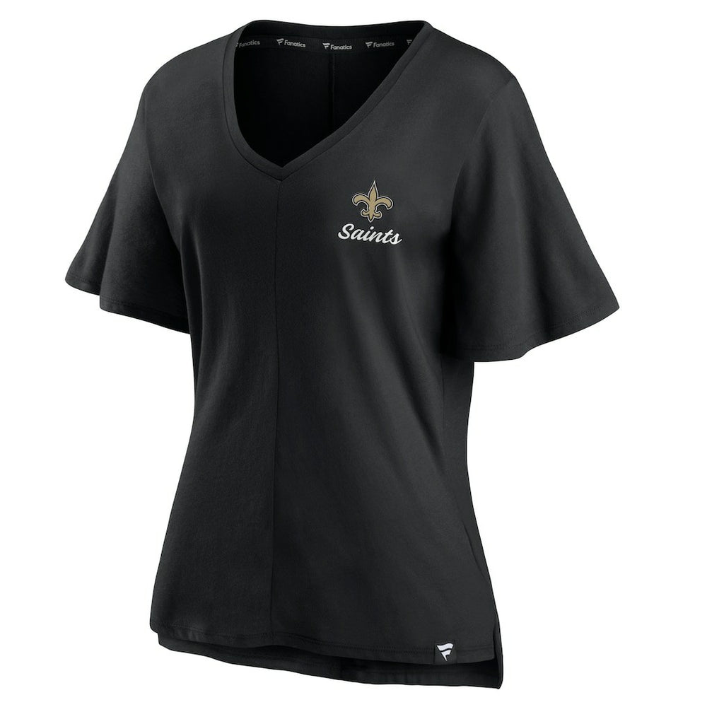 New Orleans Saints Women's Southpaw Flutter V-Neck T-Shirt Black | Fanatics