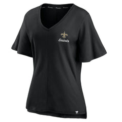 New Orleans Saints Women's Southpaw Flutter V-Neck T-Shirt Black | Fanatics