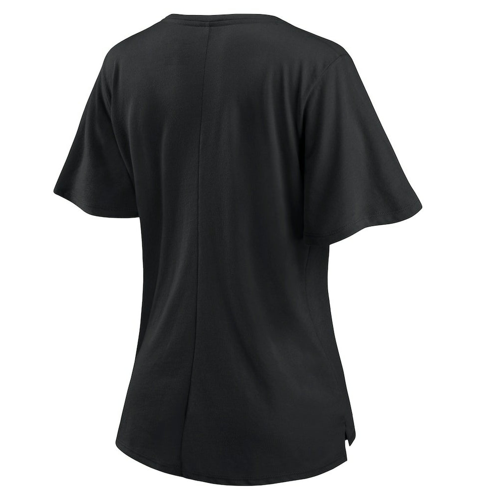 New Orleans Saints Women's Southpaw Flutter V-Neck T-Shirt Black | Fanatics
