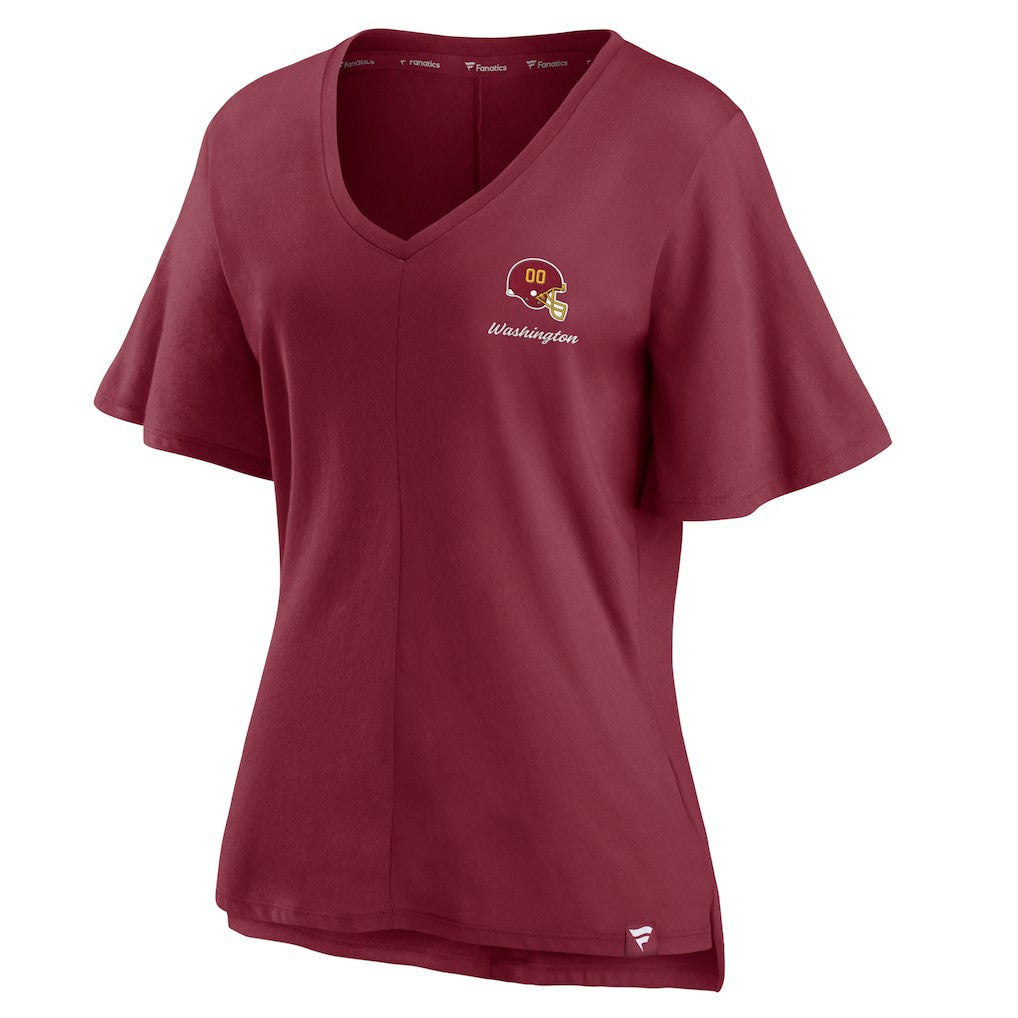 Washington Football Team Women's Southpaw Flutter V-Neck T-Shirt Burgundy | Fanatics