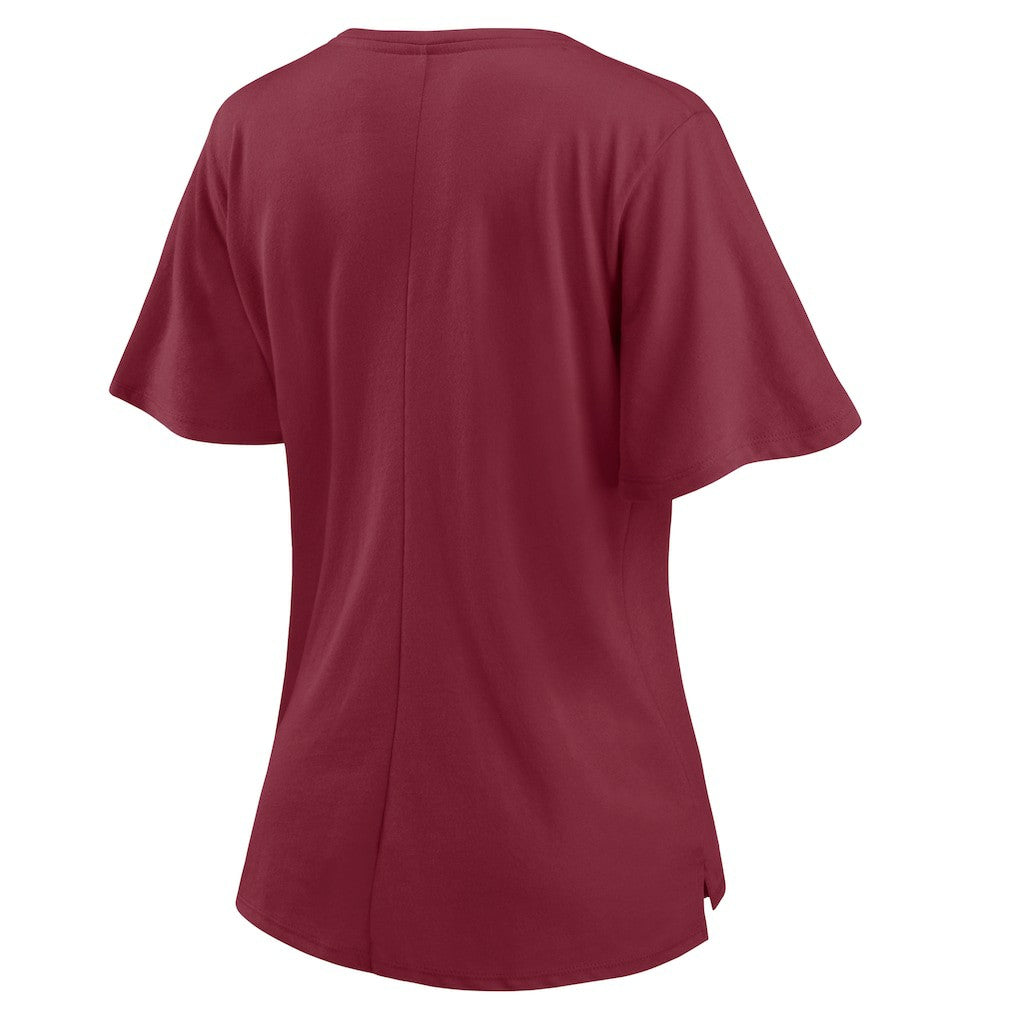 Washington Football Team Women's Southpaw Flutter V-Neck T-Shirt Burgundy | Fanatics