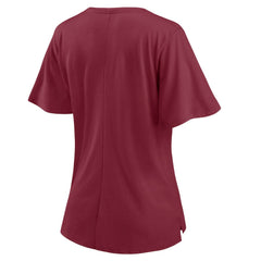 Washington Football Team Women's Southpaw Flutter V-Neck T-Shirt Burgundy | Fanatics